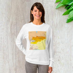Politische Karte von Kirgisistan und Zentralasien T-Shirt