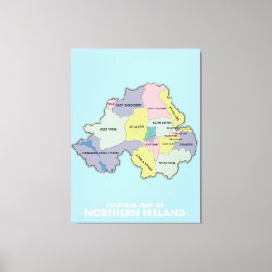 Politische Karte von Nordirland. Leinwanddruck