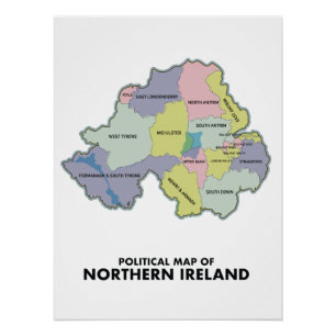 Politische Karte von Nordirland. Poster