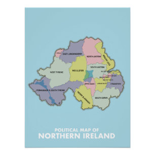 Politische Karte von Nordirland. Poster