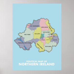 Politische Karte von Nordirland. Poster