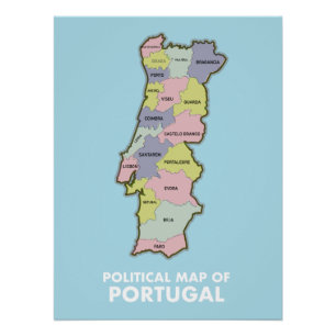 Politische Karte von Portugal Poster