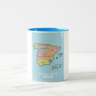 Politische Karte von Spanien. Zweifarbige Tasse