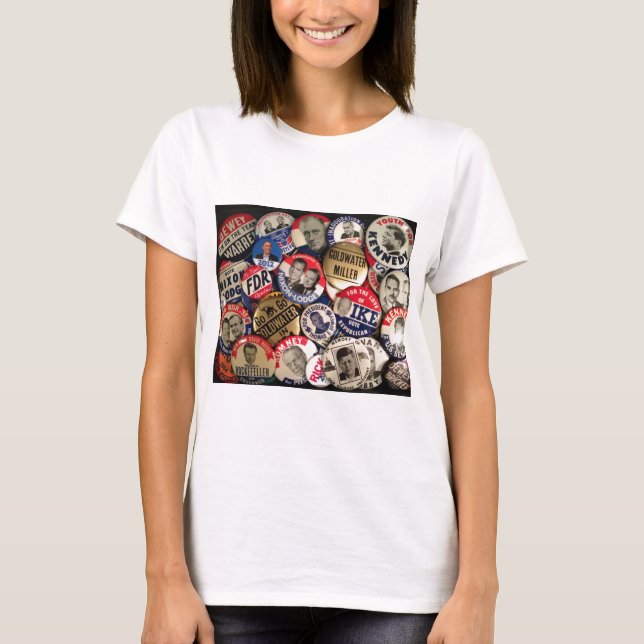 Politische Knöpfe T-Shirt (Vorderseite)