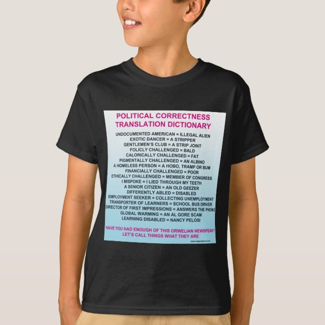 POLITISCHE KORREKTHEITS-ÜBERSETZUNGS-WÖRTERBUCH T-Shirt (Vorderseite)