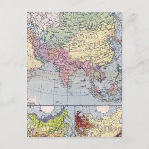 Politische Landkarte Asien Postkarte