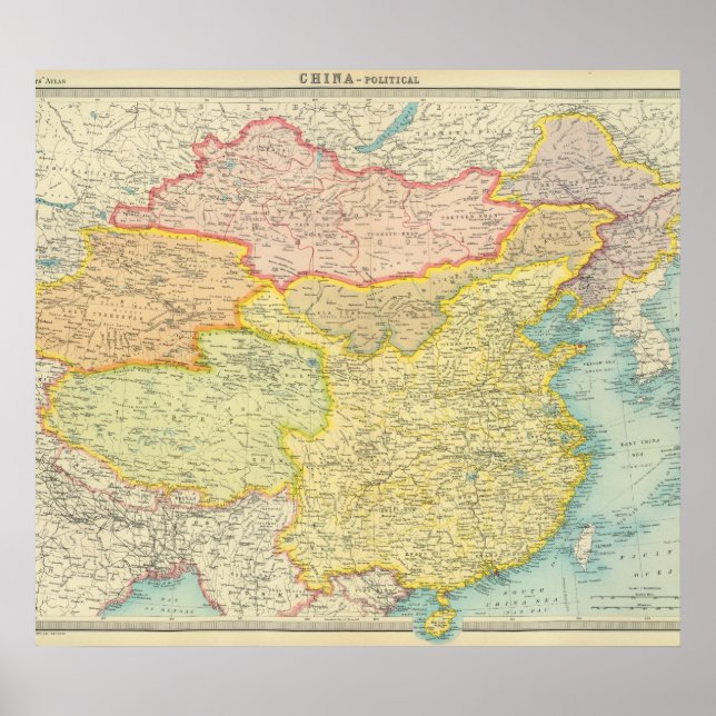 Politische Landkarte der China Poster (Vorne)