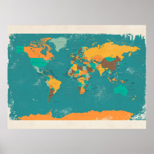 Politische Landkarte der Welt Poster