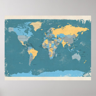 Politische Landkarte der Welt Poster