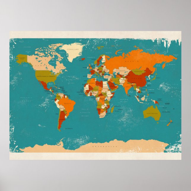 Politische Landkarte der Welt Poster (Vorne)