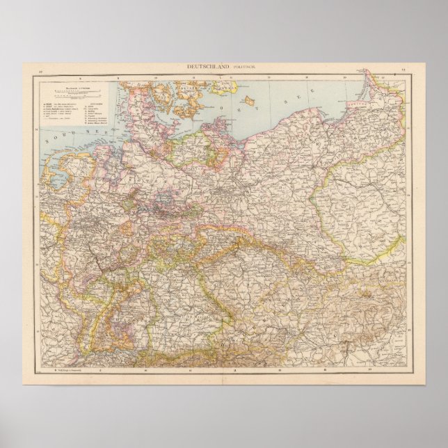Politische Landkarte Deutschlands Poster (Vorne)