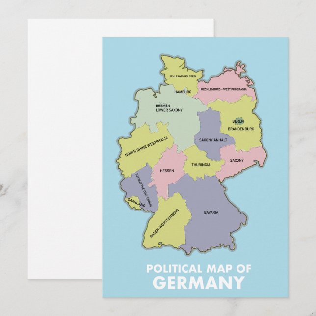 Politische Landkarte Deutschlands Save The Date (Vorne/Hinten)