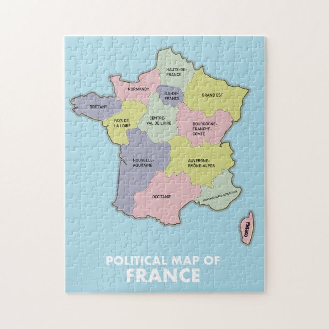 Politische Landkarte Frankreichs (Vertikal)