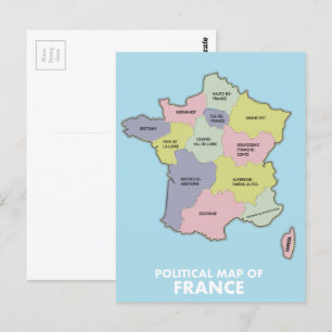 Politische Landkarte Frankreichs Postkarte