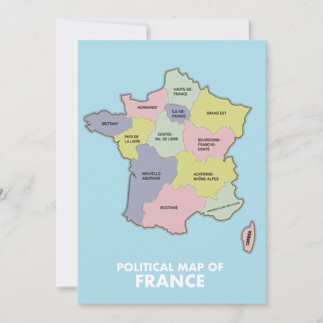 Politische Landkarte Frankreichs Save The Date (Vorderseite)
