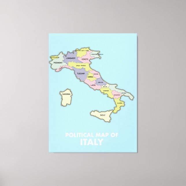 Politische Landkarte Italiens Leinwanddruck (Vorderseite)