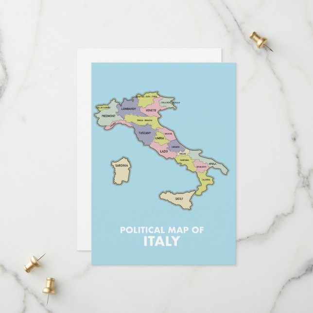 Politische Landkarte Italiens Save The Date (Vorderseite/Rückseite Beispiel)