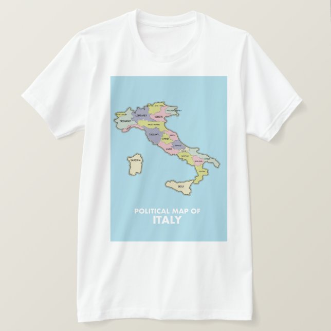 Politische Landkarte Italiens T-Shirt (Design vorne)