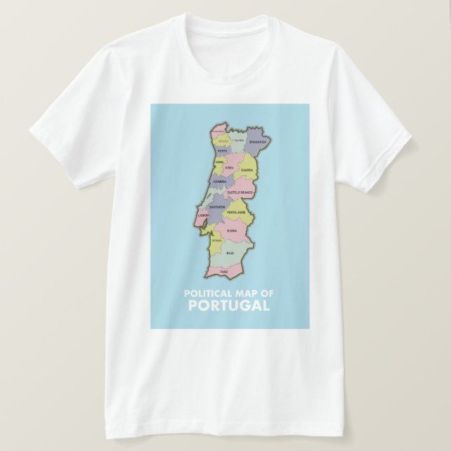 Politische Landkarte Portugals T-Shirt (Design vorne)