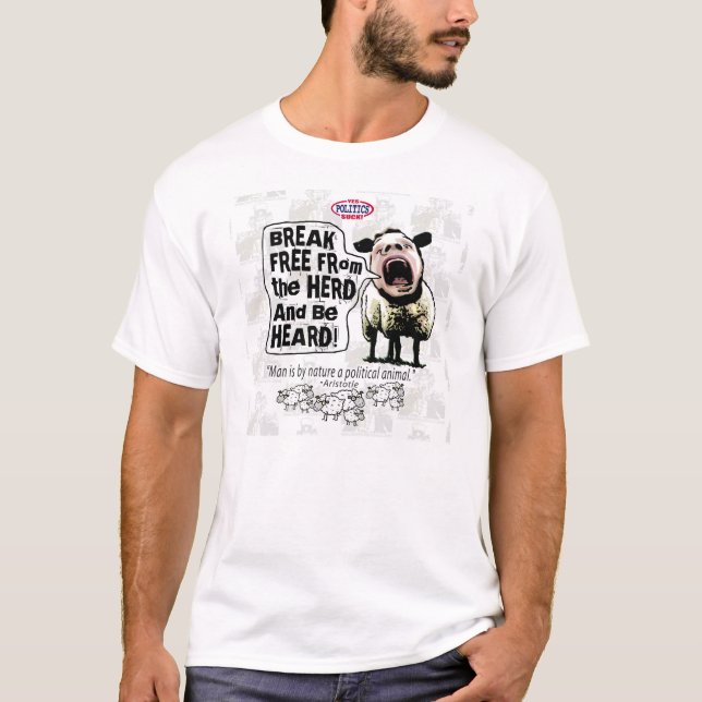 Politische Schafe Sheople Sheeple Schreie T-Shirt (Vorderseite)