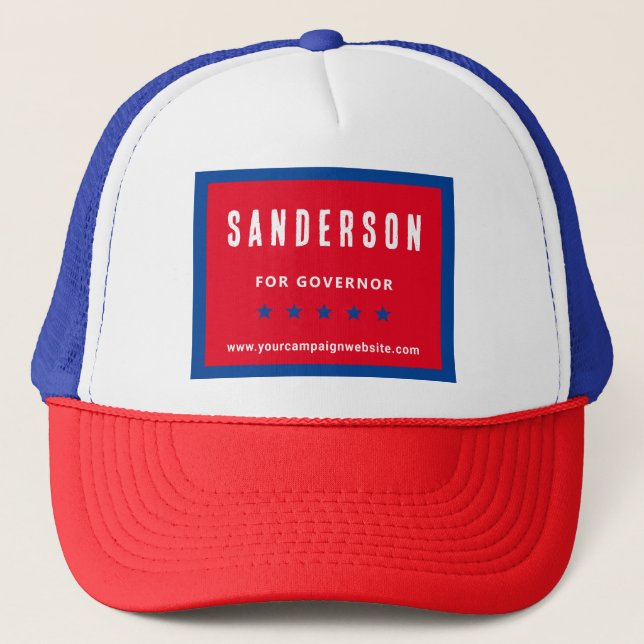 Politische Wahlkampagne Name Red White Blue Truckerkappe (Vorderseite)