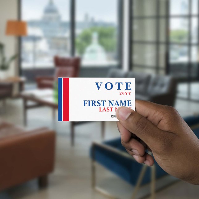 Politische Wahlkampagne Rot und Blau Streifen Visitenkarte (Von Creator hochgeladen)
