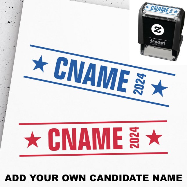 Politische Wahlkampagne unter dem Namen eines Kand Permastempel (Custom candidate name political election campaign self-inking stamp)