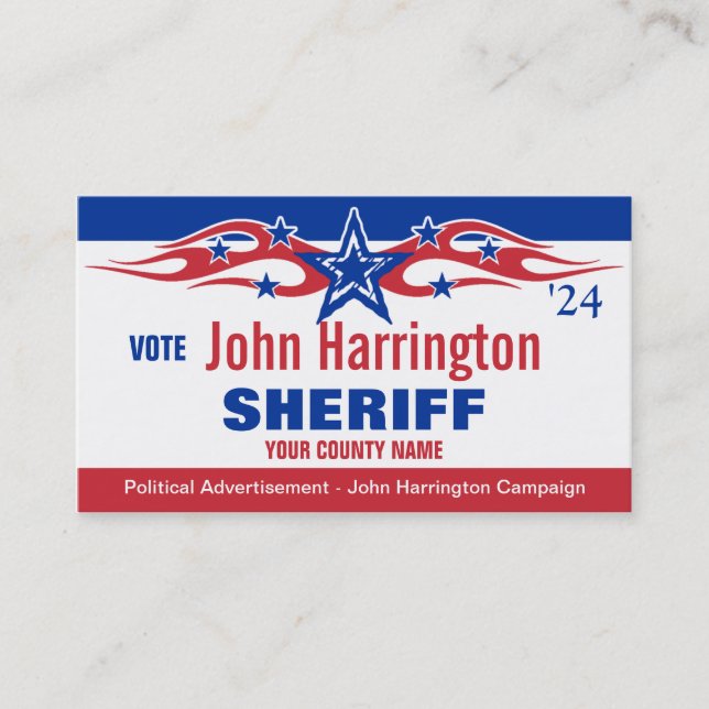 Politische Wahlkampfkarte - Sheriff Visitenkarte (Vorderseite)