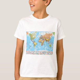 Politische Weltkarte mit Flaggen T-Shirt