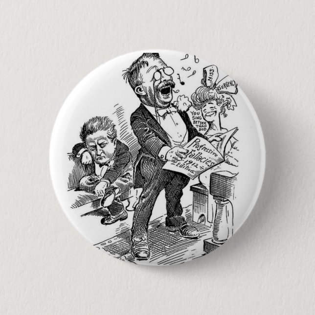 Politischer Cartoon Theodore Roosevelt 1912 Button (Vorderseite)