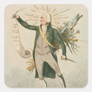 Politischer Cartoon Thomas Paine Quadratischer Aufkleber