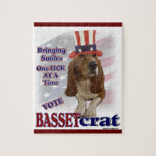 Politischer Humor im Basset-Hund