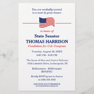 Politischer Spendenaufruf mit amerikanischer Flagg Flyer