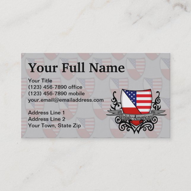 Politur-Amerikanische Schild-Flagge Visitenkarte (Vorderseite)