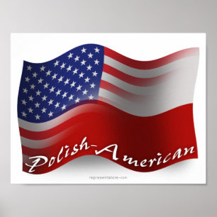 Politur-Amerikanische wellenartig bewegende Flagge Poster