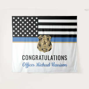Polizei-Abschluss Blaue Linie Flagge Gratulation Wandteppich