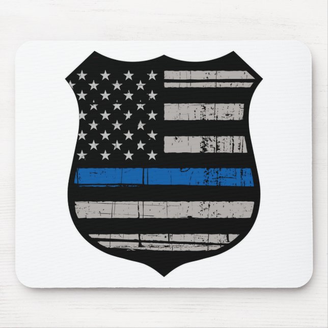 Polizei-Abzeichen-blaue Linie Mousepad (Vorne)