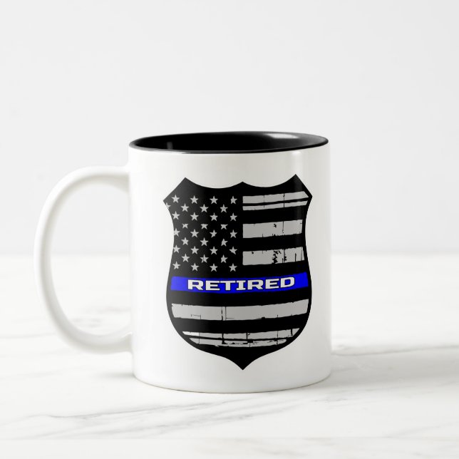 Polizei-Abzeichen-blaue Linie zurückgezogen Zweifarbige Tasse (Links)