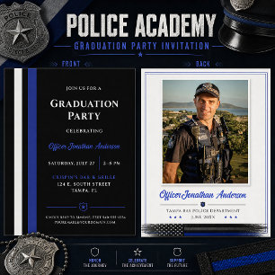 Polizei-Akademie Abschluss Thin Blue Line Einladung