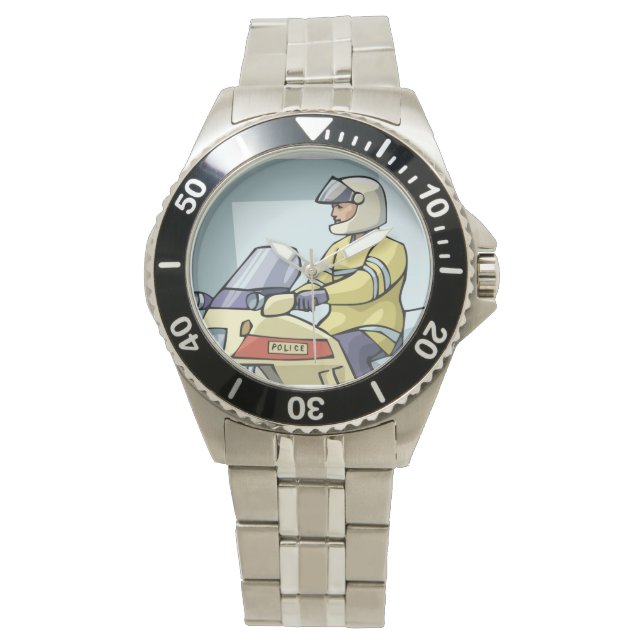 Polizei auf Motorradwache Armbanduhr (Vorderseite)