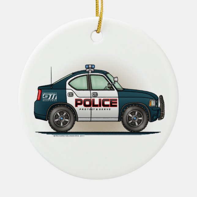 Polizei-Auffänger-Auto-Polizist-Auto-Verzierung Keramikornament (Vorne)