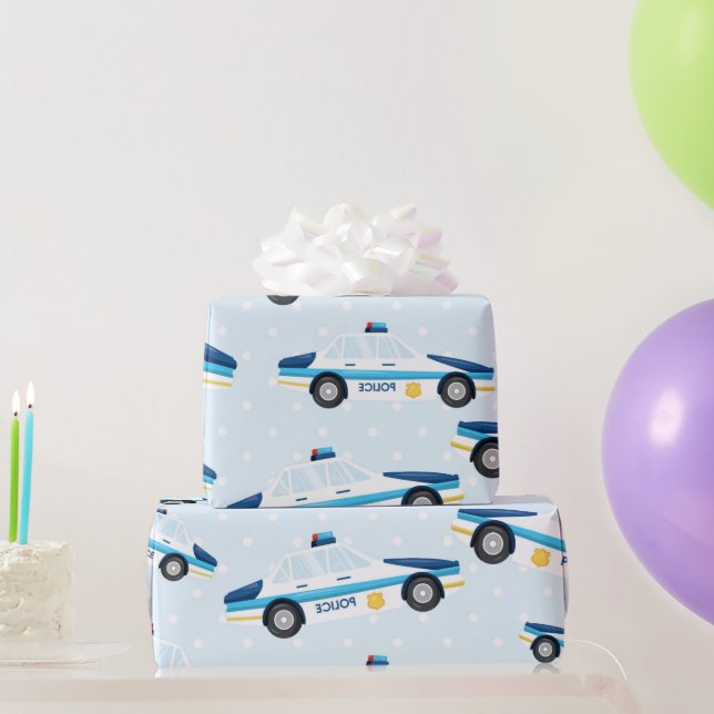 Polizei-Automuster lustige Party Packpapier (Partygeschenke)