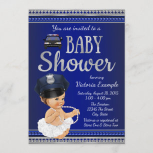 Polizei-Baby-Shower-Einladungen Mädchen Polizei Einladung