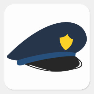 Polizei bedeckt mit einer Kappe Quadratischer Aufkleber