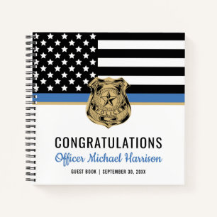 Polizei Blaue Linie Flagge Gratulation Abschluss G Notizbuch
