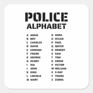 Polizei Buchstabiertafel Adam Zebra Diagramm Quadratischer Aufkleber