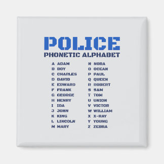 Polizei Buchstabiertafel Adam - Zebra Magnet
