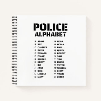 Polizei Buchstabiertafel Notizbuch