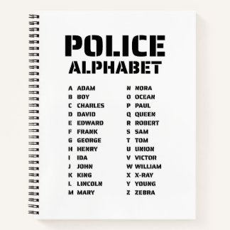 Polizei Buchstabiertafel Spiralblock Notizbuch