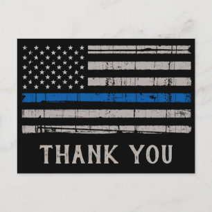 Polizei Dünne Blaue Linie Gesetzeshüter Danke Postkarte